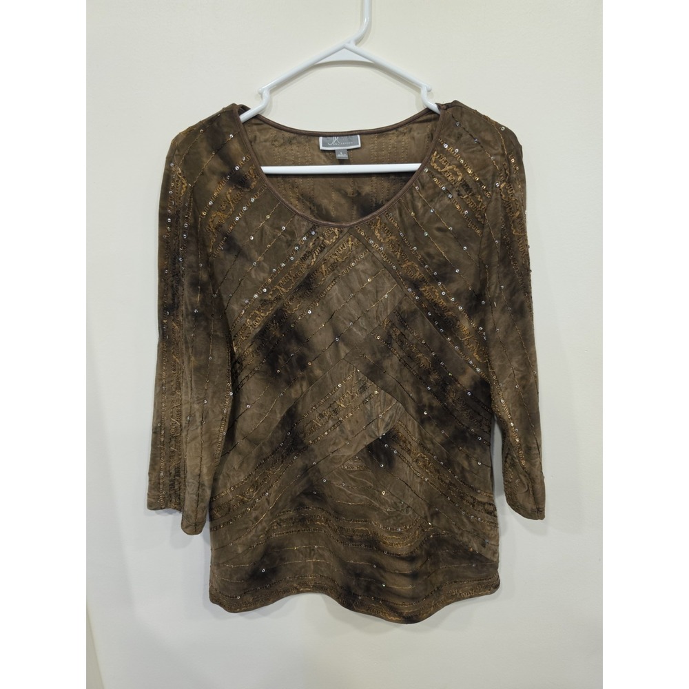 JM Collection Women's 3/4 Sleeve Blouse, SZ M Goblincore Dark Fairie Boho Artsy